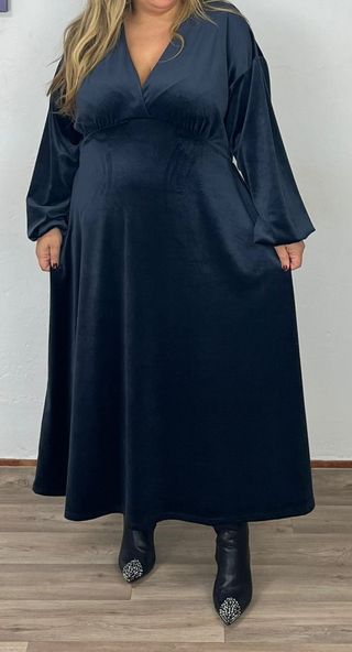 Vestido Terciopelo Negro Elegante Nuevo