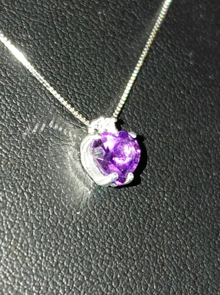 Collar y Colgante Corazón Amatista oro 18k