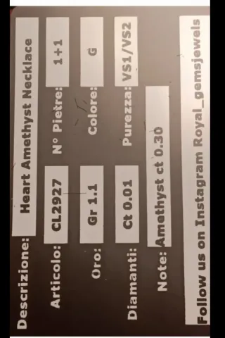 Collar y Colgante Corazón Amatista oro 18k
