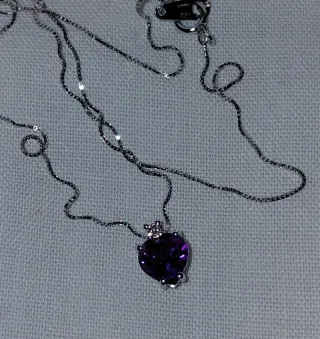 Collar y Colgante Corazón Amatista oro 18k