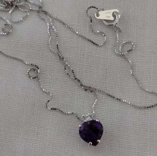 Collar y Colgante Corazón Amatista oro 18k