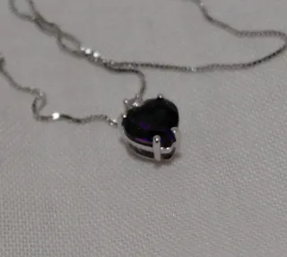 Collar y Colgante Corazón Amatista oro 18k