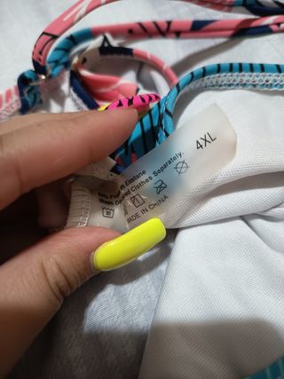 Bikini estampado hojas azul y rosa