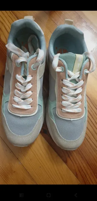 Zapatillas NYC Beige y Verde Talla 36