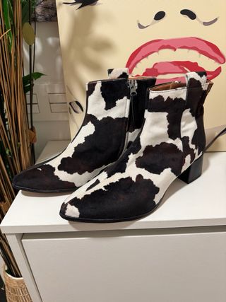 Botines Popa Piel Animal Print Vaca