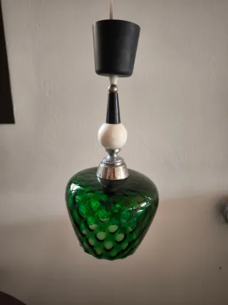 Lámpara de techo vintage cristal verde