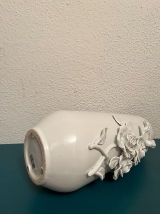 Jarrón Zara Home Cerámica Blanco Flores
