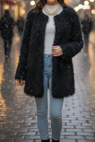 Chaquetón pelo con etiqueta