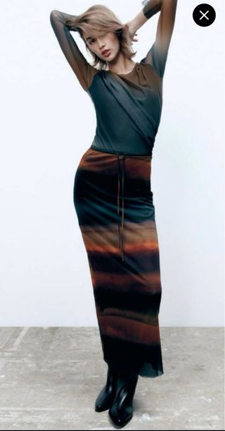 Falda larga tul Zara