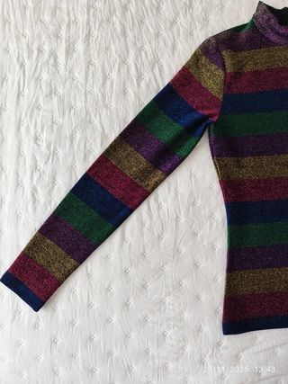 Top fiesta rayas brillantes multicolor