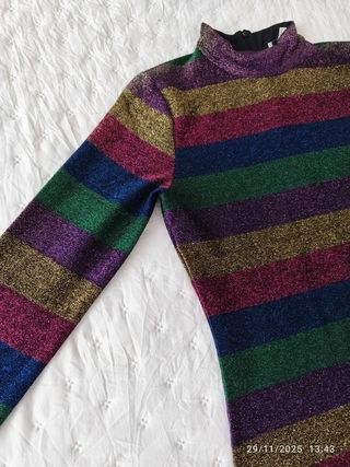 Top fiesta rayas brillantes multicolor