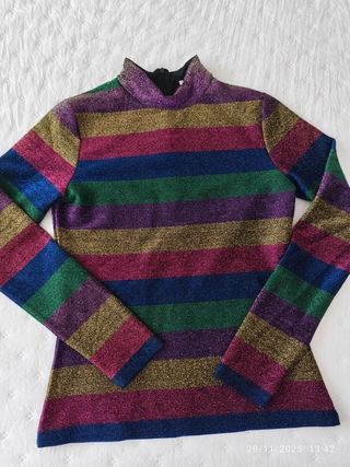 Top fiesta rayas brillantes multicolor