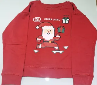 Sudadera Navideña Pixel Art Santa Claus