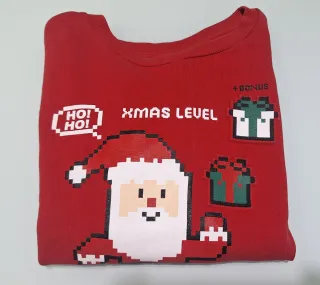 Sudadera Navideña Pixel Art Santa Claus