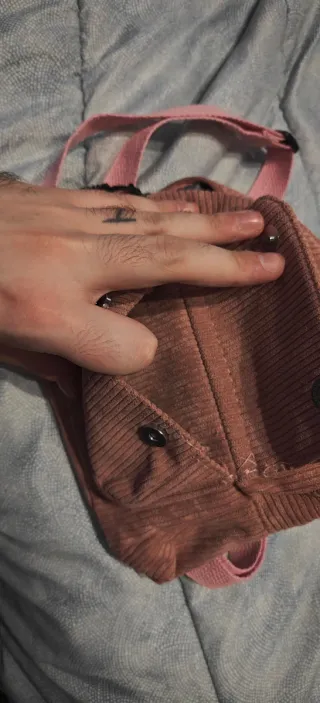 Mini zaino donna velluto coste rosa antico