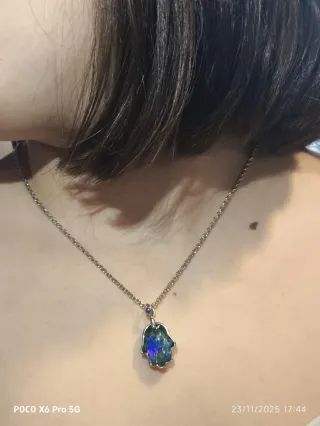 Colgante Mano de Fátima Azul y Plata