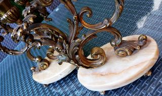 Candelabros Bronce y Mármol Vintage 1930