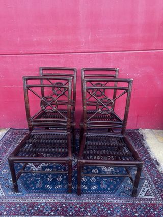 Set di quattro sedie McGuire in rattan con design distintivo