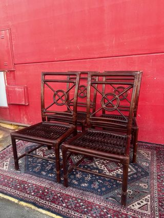 Set di quattro sedie McGuire in rattan con design distintivo