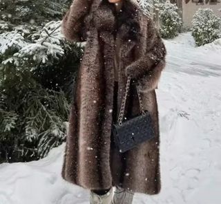 Abrigo largo pelo sintético multicolor talla M/L