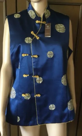 Gilet in seta Guisen Donna, colore blu oro, tg. L