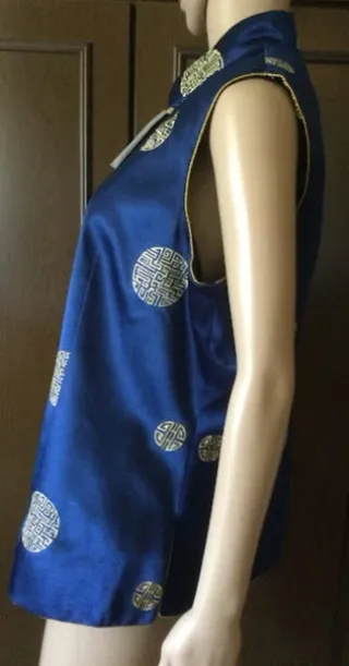 Gilet in seta Guisen Donna, colore blu oro, tg. L