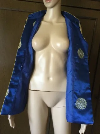 Gilet in seta Guisen Donna, colore blu oro, tg. L