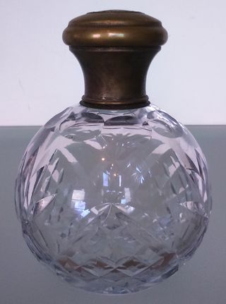 Juego tocador antiguo cristal  bronce vintage 1930