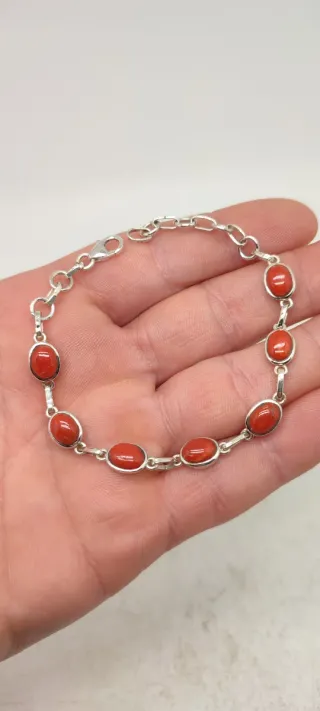Pulsera Plata y Coral.