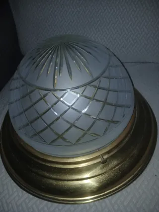 Coppia Lampadari Navali Metallo Vetro Oro Traspare