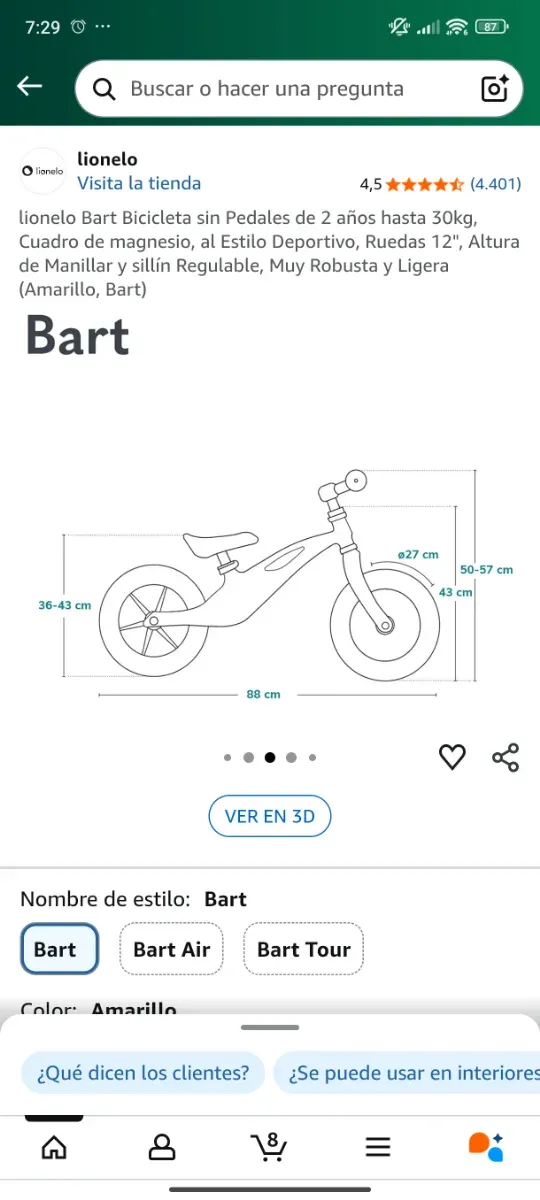 Bicicleta sin pedales Lionelo Bart