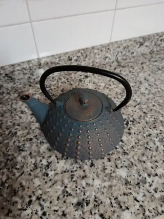 Tetera de Hierro Fundido Azul y Marrón 20 x 17 x 9