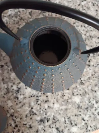 Tetera de Hierro Fundido Azul y Marrón 20 x 17 x 9