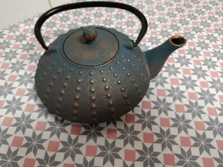 Tetera de Hierro Fundido Azul y Marrón 20 x 17 x 9