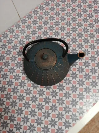 Tetera de Hierro Fundido Azul y Marrón 20 x 17 x 9