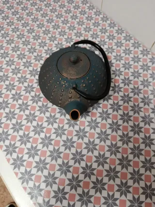 Tetera de Hierro Fundido Azul y Marrón 20 x 17 x 9