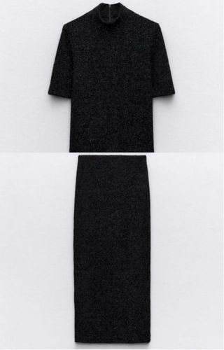 Conjunto Zara brillo negro/plata