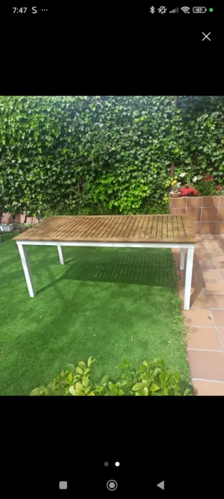 Mesa de jardín madera y aluminio