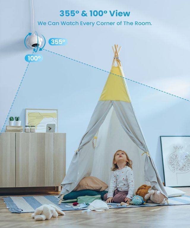 ieGeek 2.5K Camara Bebe Monitor 5.5'' 4000mAh