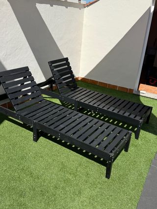 Tumbonas de madera negras (2 unidades)