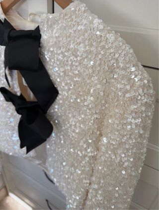 Chaqueta H&M Lentejuelas Lazos Blanca Nueva