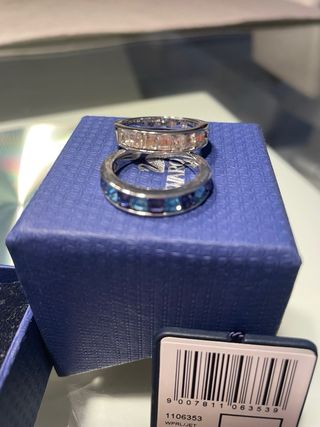 Anillo Swarovski Doble Azul y Morado