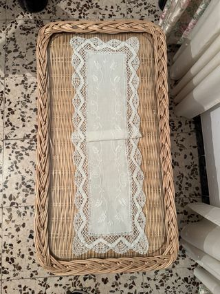 Sofá de mimbre 2 plazas 2 sillones y mesa de minbr