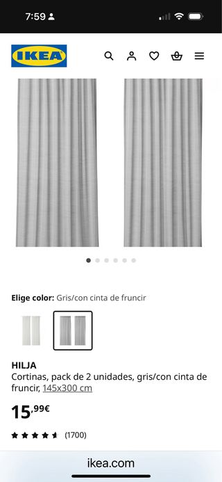 Tende IKEA HILJA grigie con barre e accessori