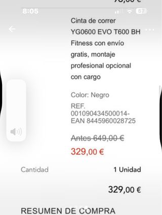 Cinta de correr BH YG0600 EVO T600 a estrenar