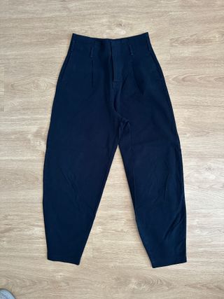 Pantalones Zara XS Azul Marino Traje Slouchy Pinza