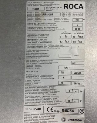 REPUESTOS DE CALDERA ROCA LAURA 20 AF