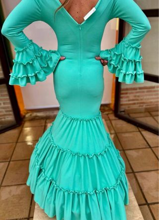 Vestido Flamenco Canastero Turquesa Talla XS