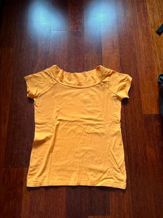 Top Zara Naranja Talla L Cuello Barco Mujer