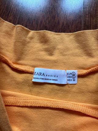 Top Zara Naranja Talla L Cuello Barco Mujer